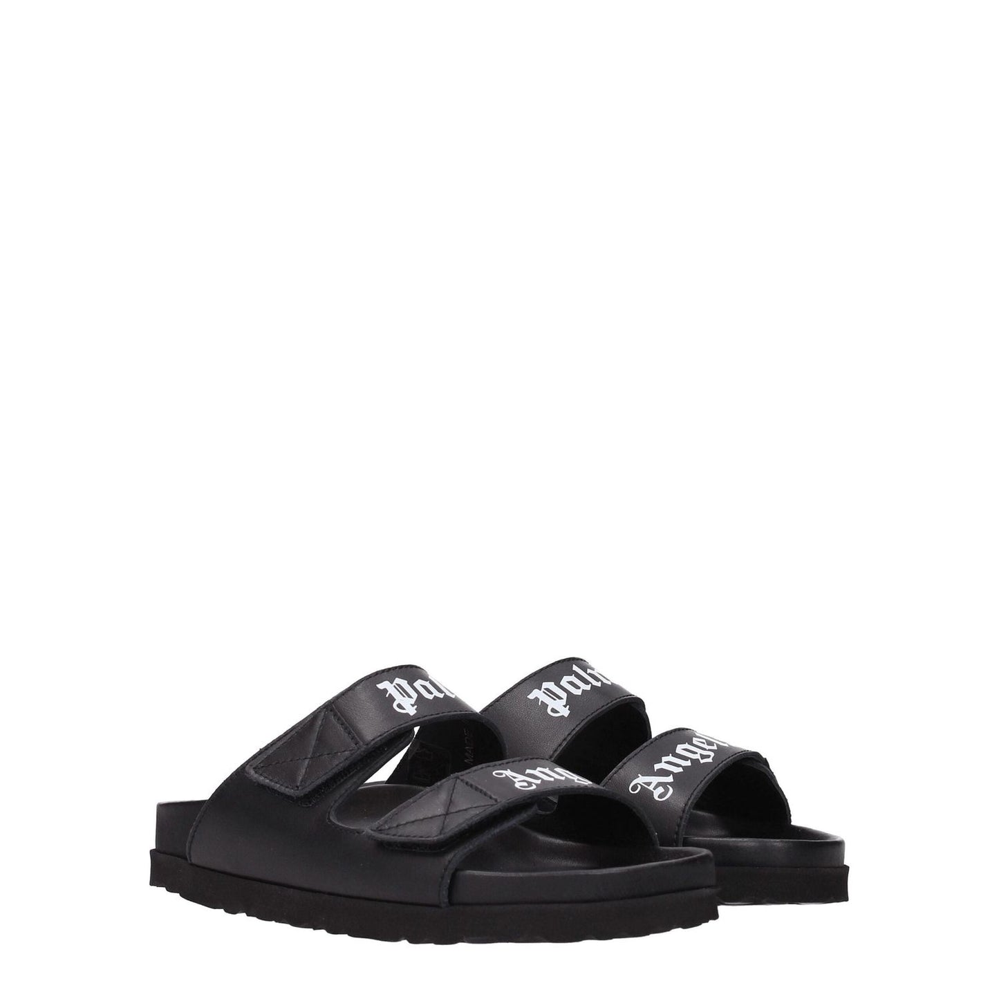 Palm Angels Black Leather Slippers Sandals PA-8547196993801-EU37/US7