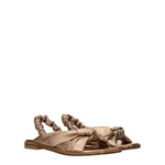 Stuart Weitzman Gold Leather Flat Sandals ST-8547212361993-EU36.5/US6.5