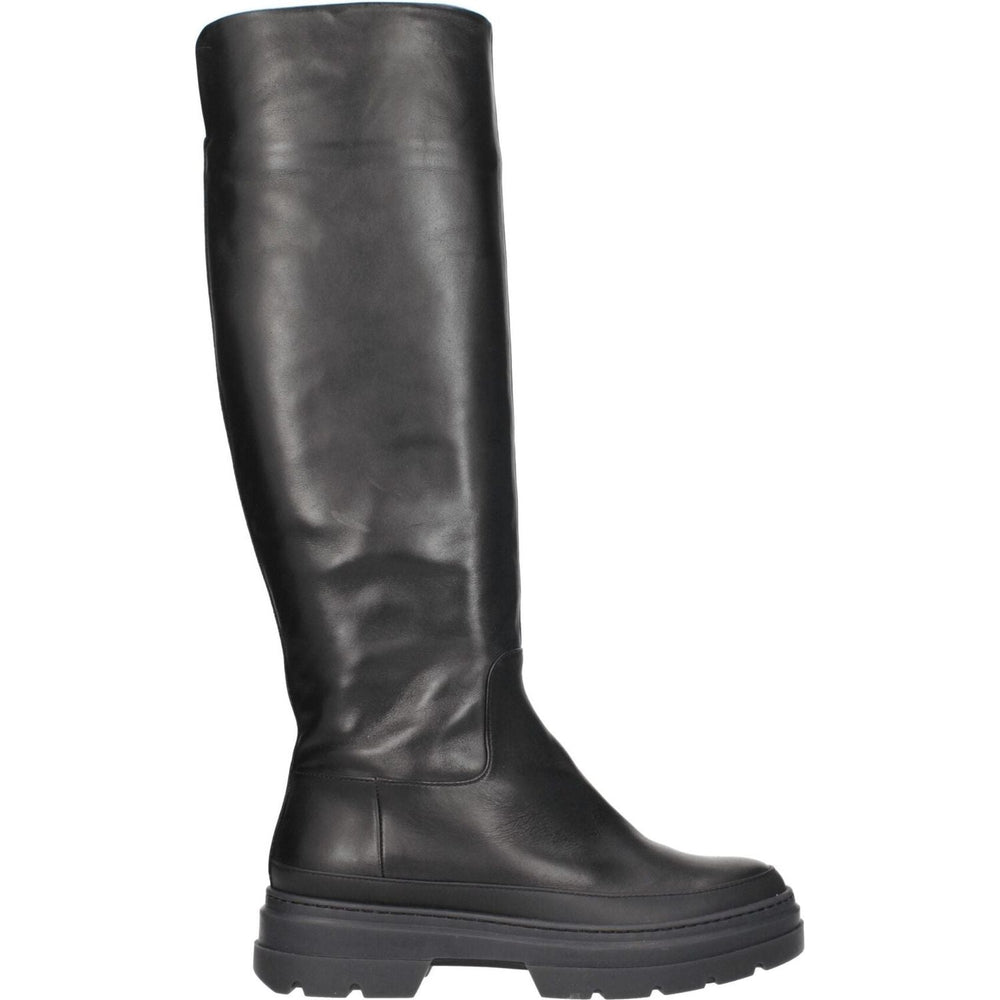 Max Mara Black Leather Over The Knee MA-8547247849737-EU37/US7