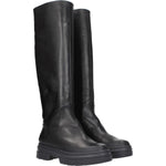 Max Mara Black Leather Over The Knee MA-8547247849737-EU37/US7