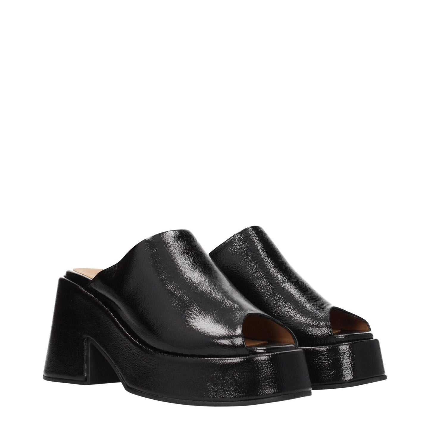 Ganni Black Leather Slippers Sandals GA-8547287892233-EU40/US10