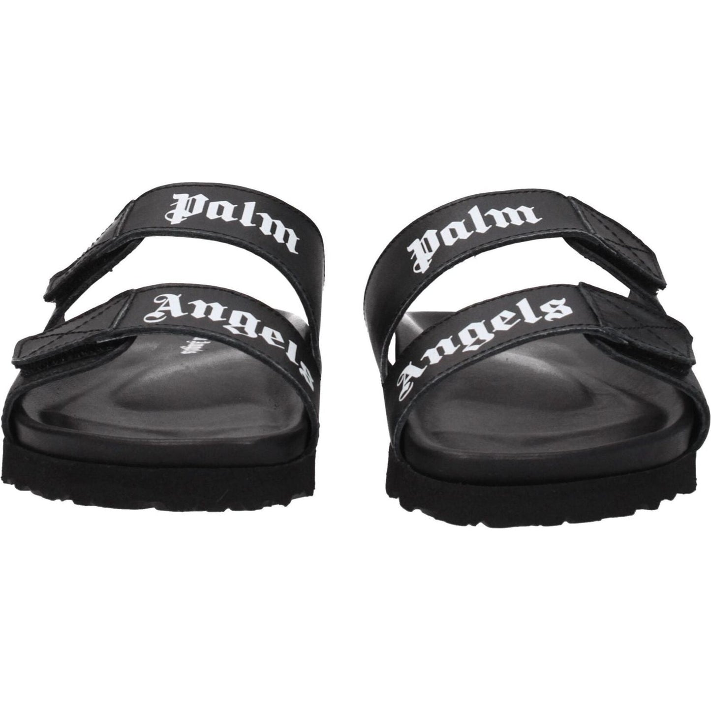 Palm Angels Black Leather Flat Sandals PA-8547326296329-EU36/US6