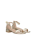 Stuart Weitzman Gold Leather Flat Sandals ST-8547354116361-EU36/US6
