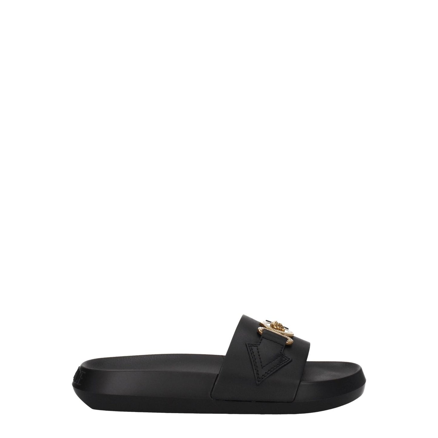 Versace Black Leather Slippers Sandals VE-8547404841225-EU35/US5
