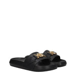 Versace Black Leather Slippers Sandals VE-8547404841225-EU35/US5