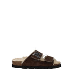 Palm Angels Brown Leather Slippers Sandals PA-8547450421513-EU40/US10
