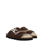 Palm Angels Brown Leather Slippers Sandals PA-8547450421513-EU40/US10