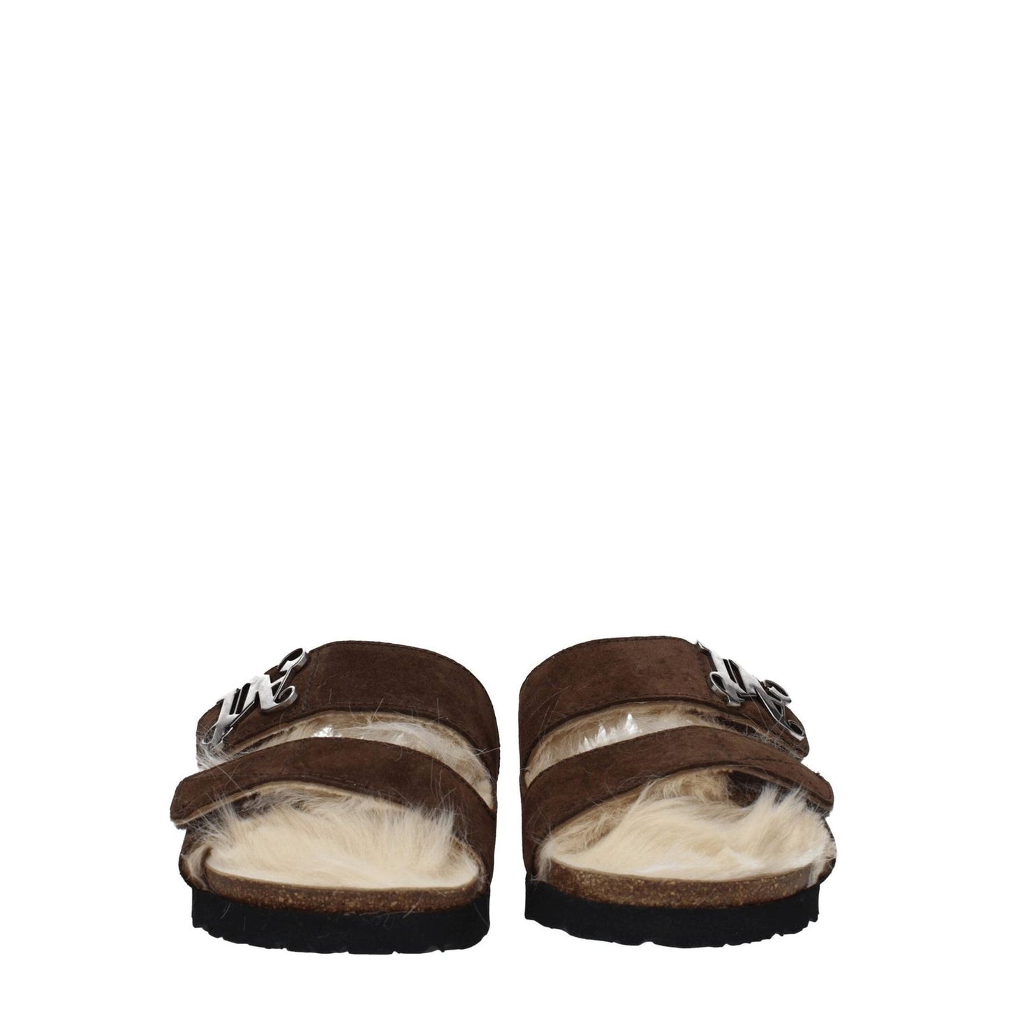 Palm Angels Brown Leather Slippers Sandals PA-8547450421513-EU40/US10