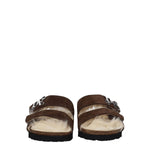 Palm Angels Brown Leather Slippers Sandals PA-8547450421513-EU40/US10