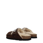 Palm Angels Brown Leather Slippers Sandals PA-8547450421513-EU40/US10