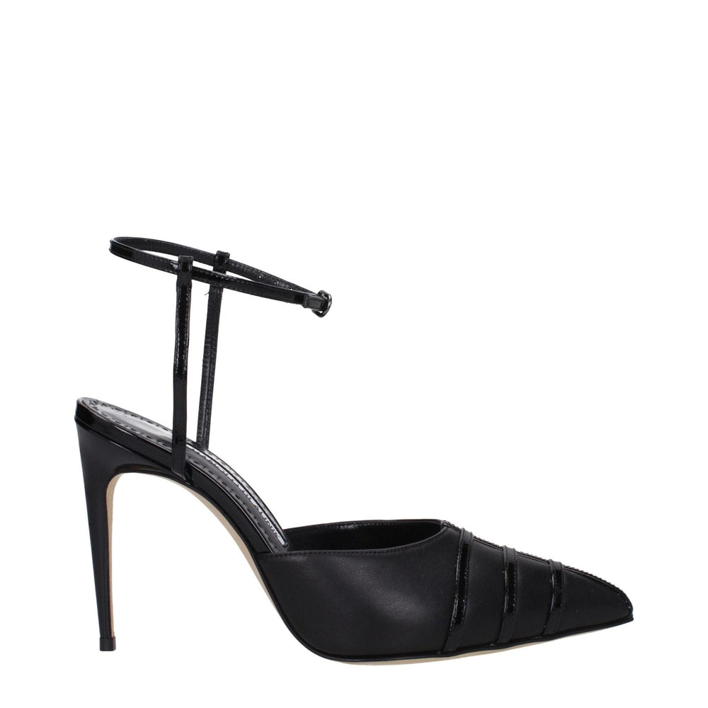 Manolo Blahnik Black Leather High Heel Pumps MA-8680111374601-EU36/US6