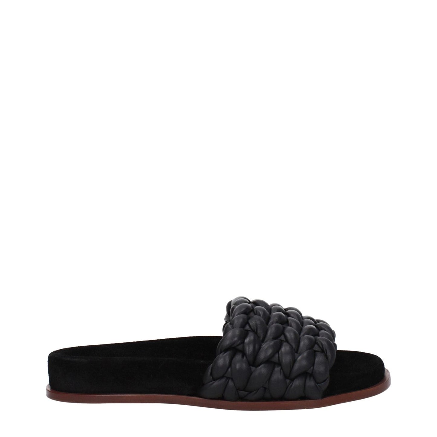 Chloé Black Leather Slippers Sandals CH-9304813175049-EU37/US7