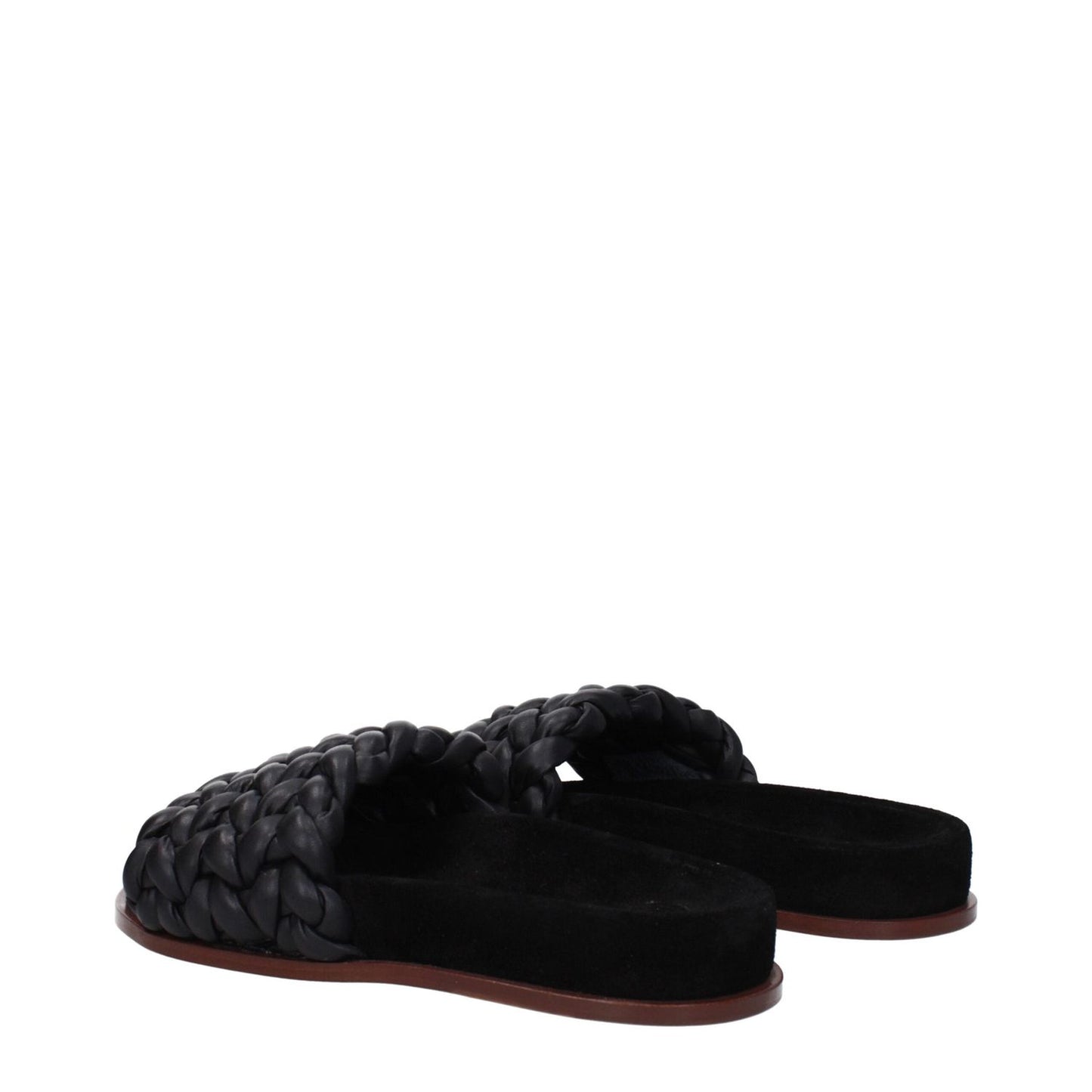 Chloé Black Leather Slippers Sandals CH-9304813175049-EU37/US7
