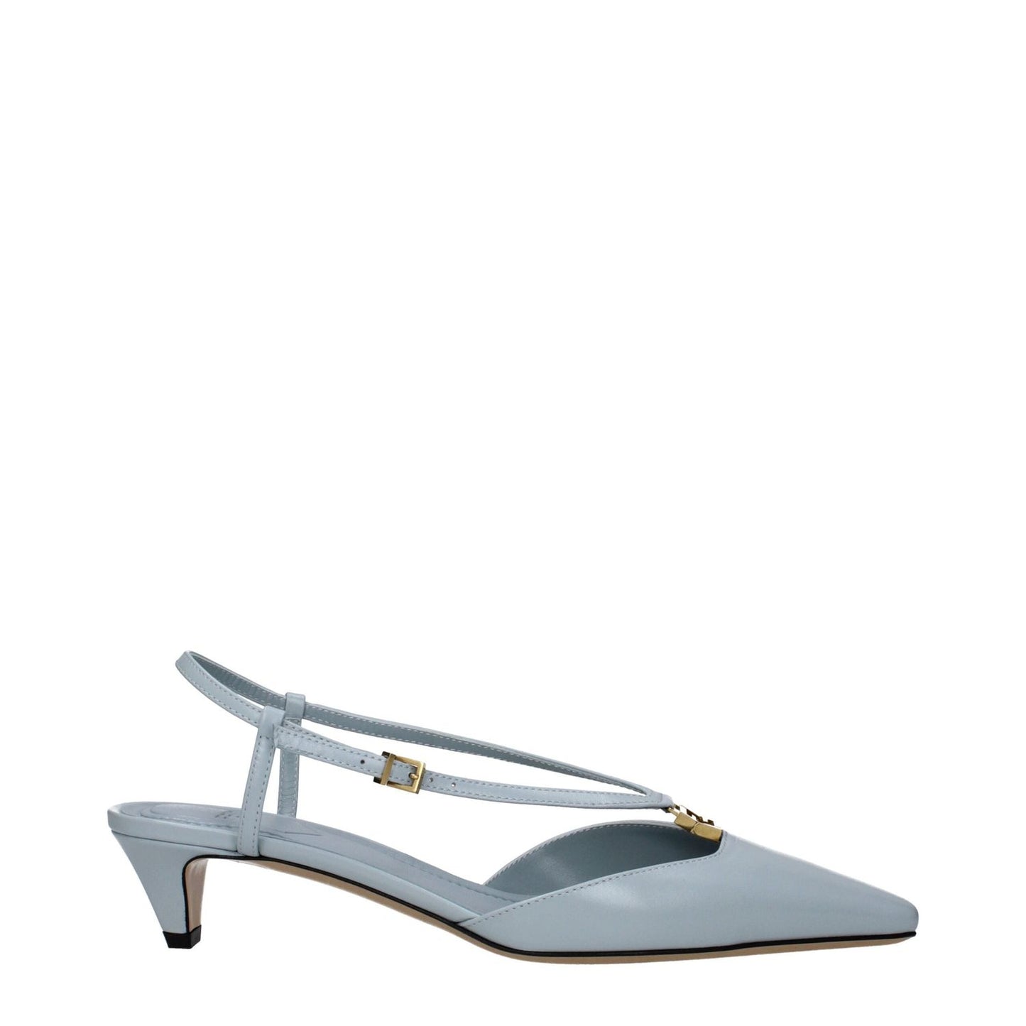 Fendi Light Blue Leather Flat Sandals FE-10020239474953-EU36/US6