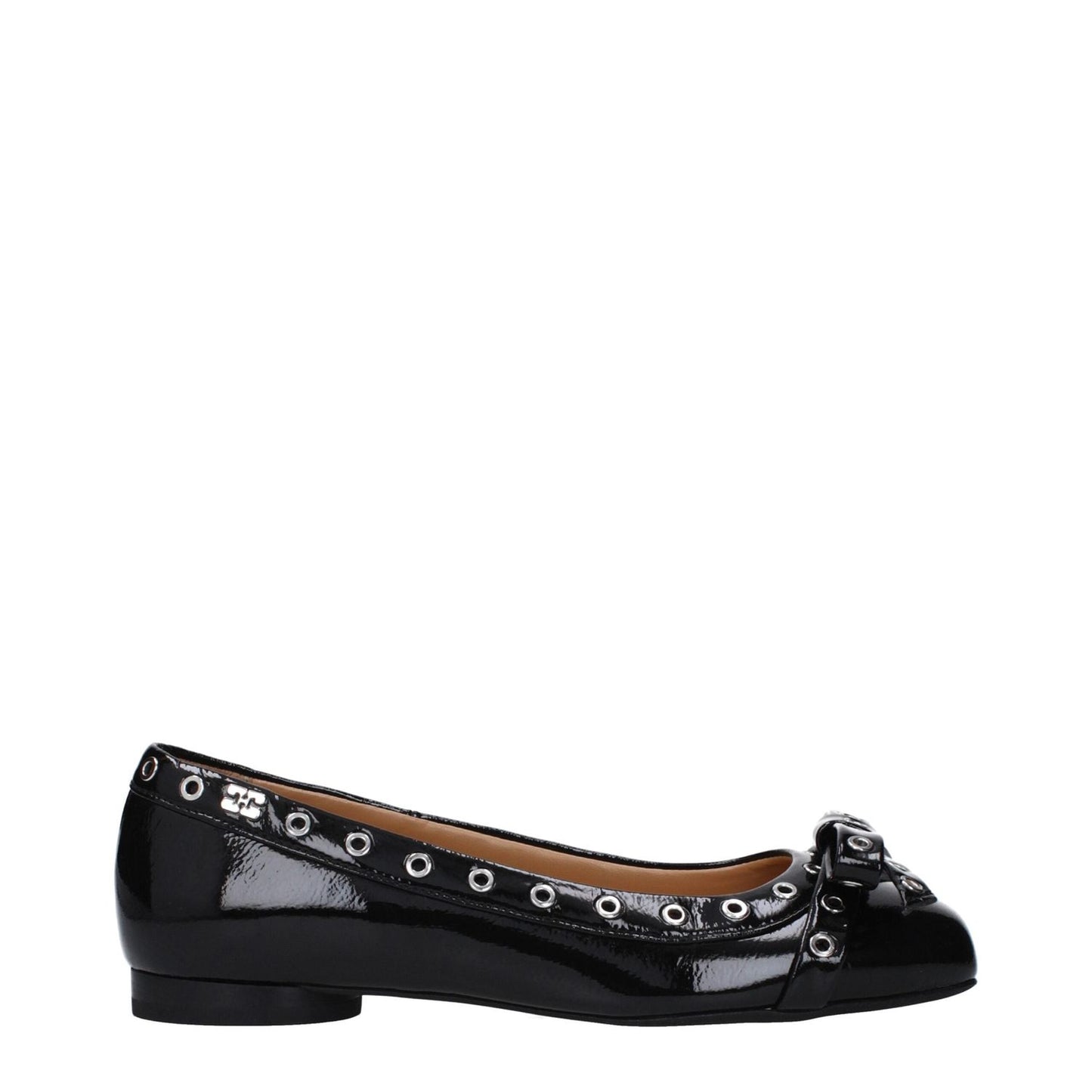 Ganni Black Leather Ballet Flats GA-10027144380681-EU40/US10
