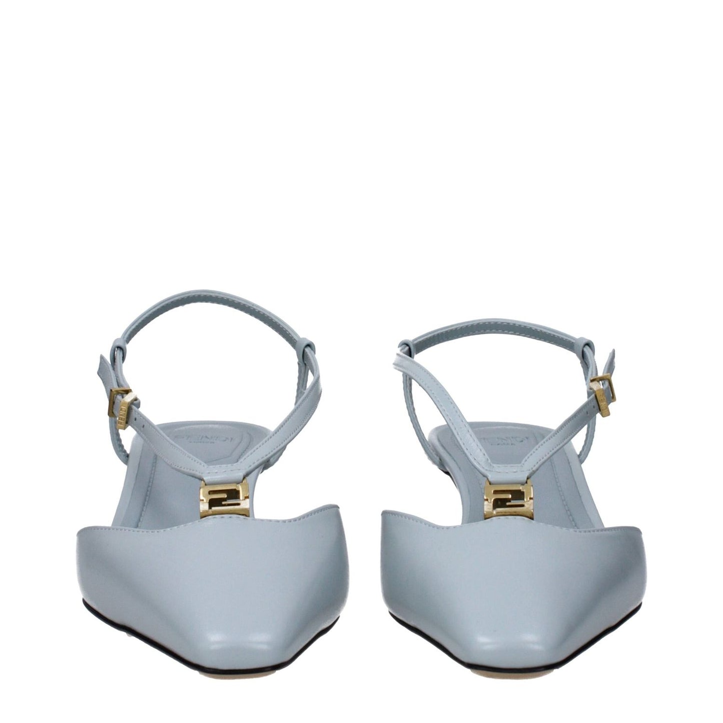 Fendi Light Blue Leather Flat Sandals FE-10020239474953-EU36/US6