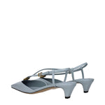 Fendi Light Blue Leather Flat Sandals FE-10020239474953-EU36/US6