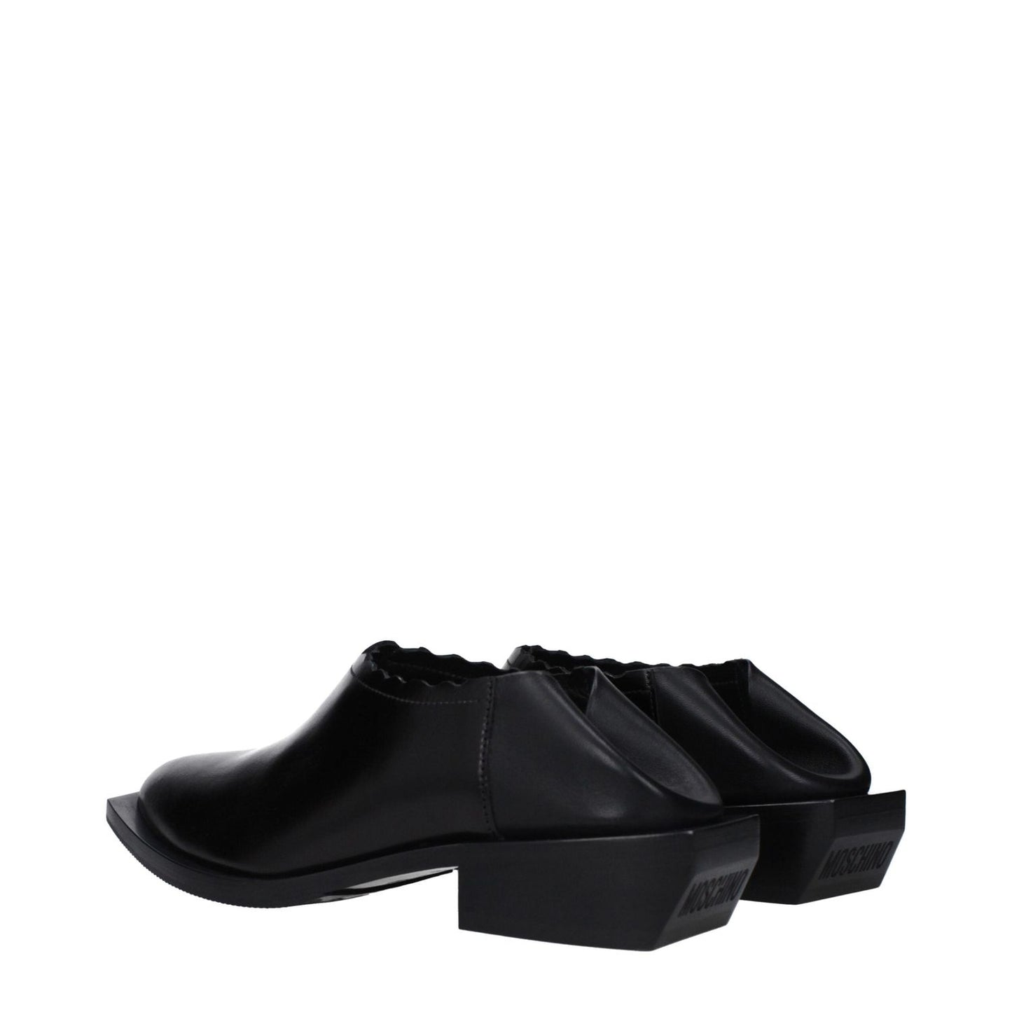 Love Moschino Black Leather Clogs LO-10027286331657-EU36/US6