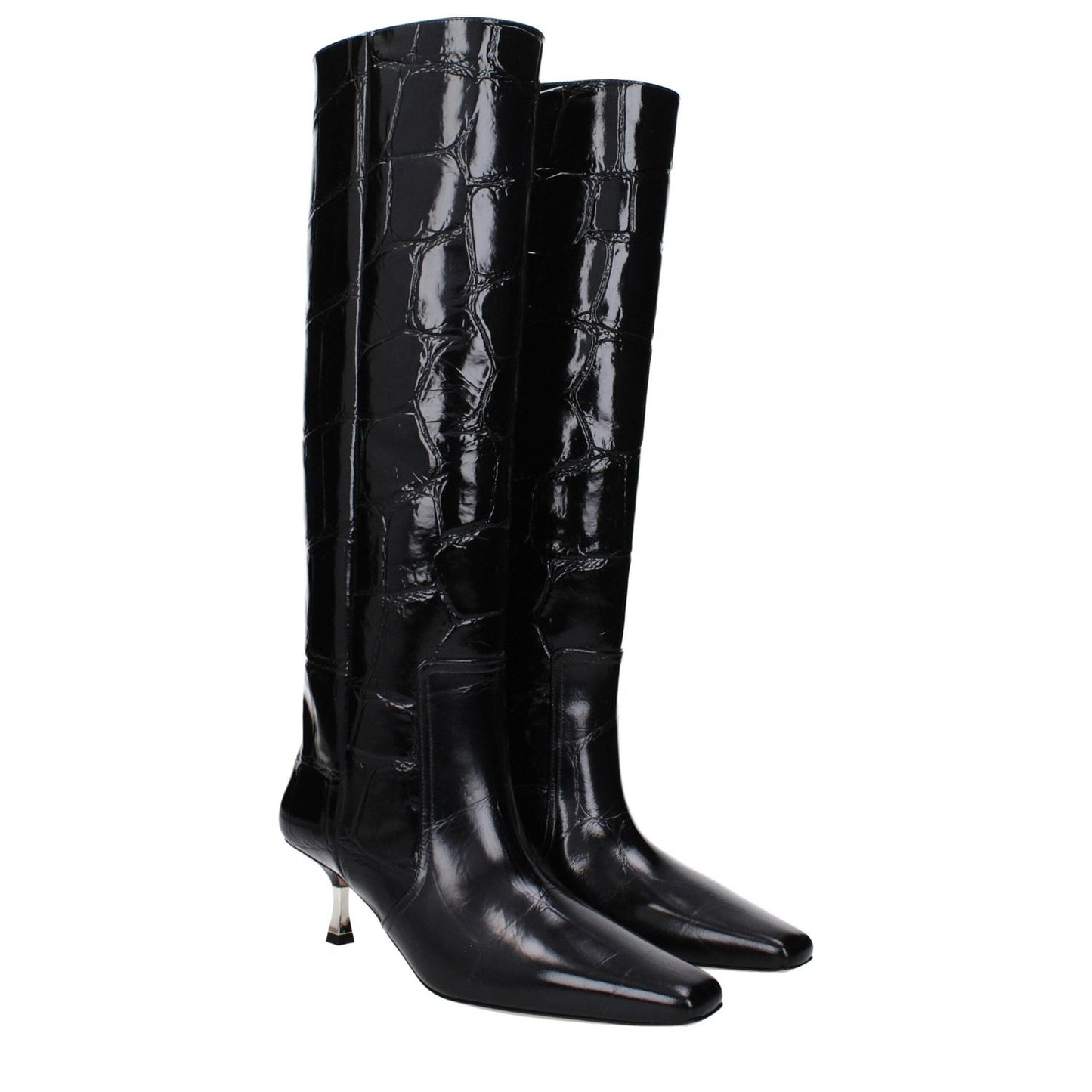 Paris Texas Black Leather High Heel Boots PA-14884841849097-EU36/US6
