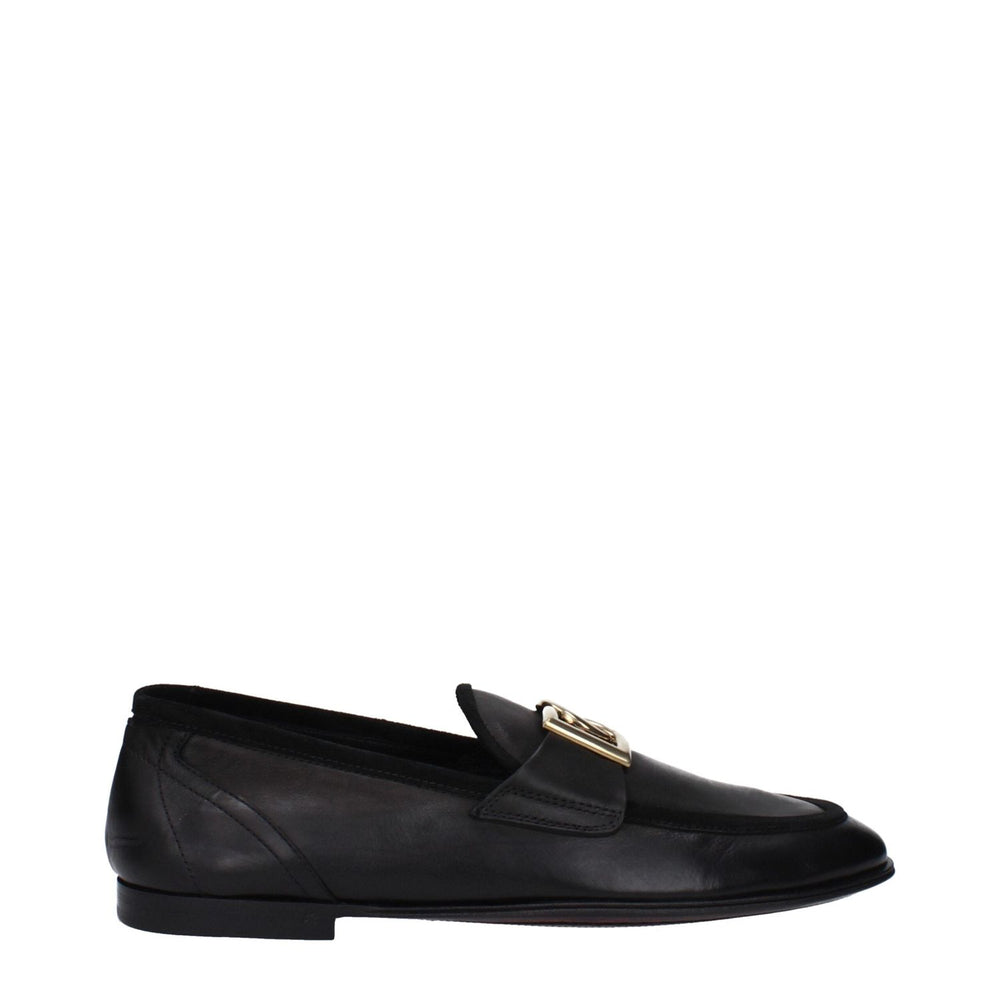 Dolce & Gabbana Black Leather Slip-On Loafers DO-14884928127241-EU40/US7