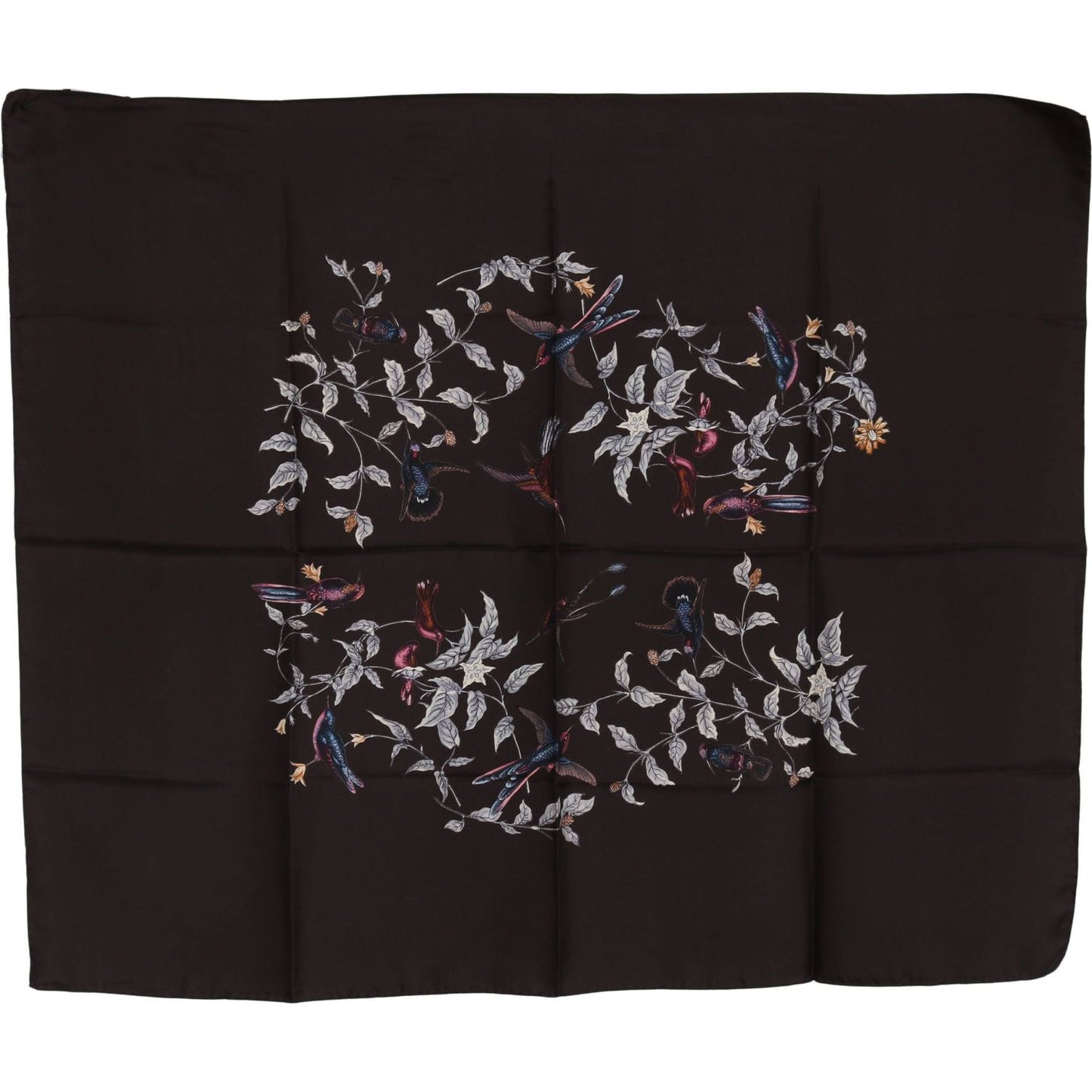 Dolce & Gabbana Brown 100% Silk Bird Print Wrap 80cm X 95cm RRP Scarf MS5007