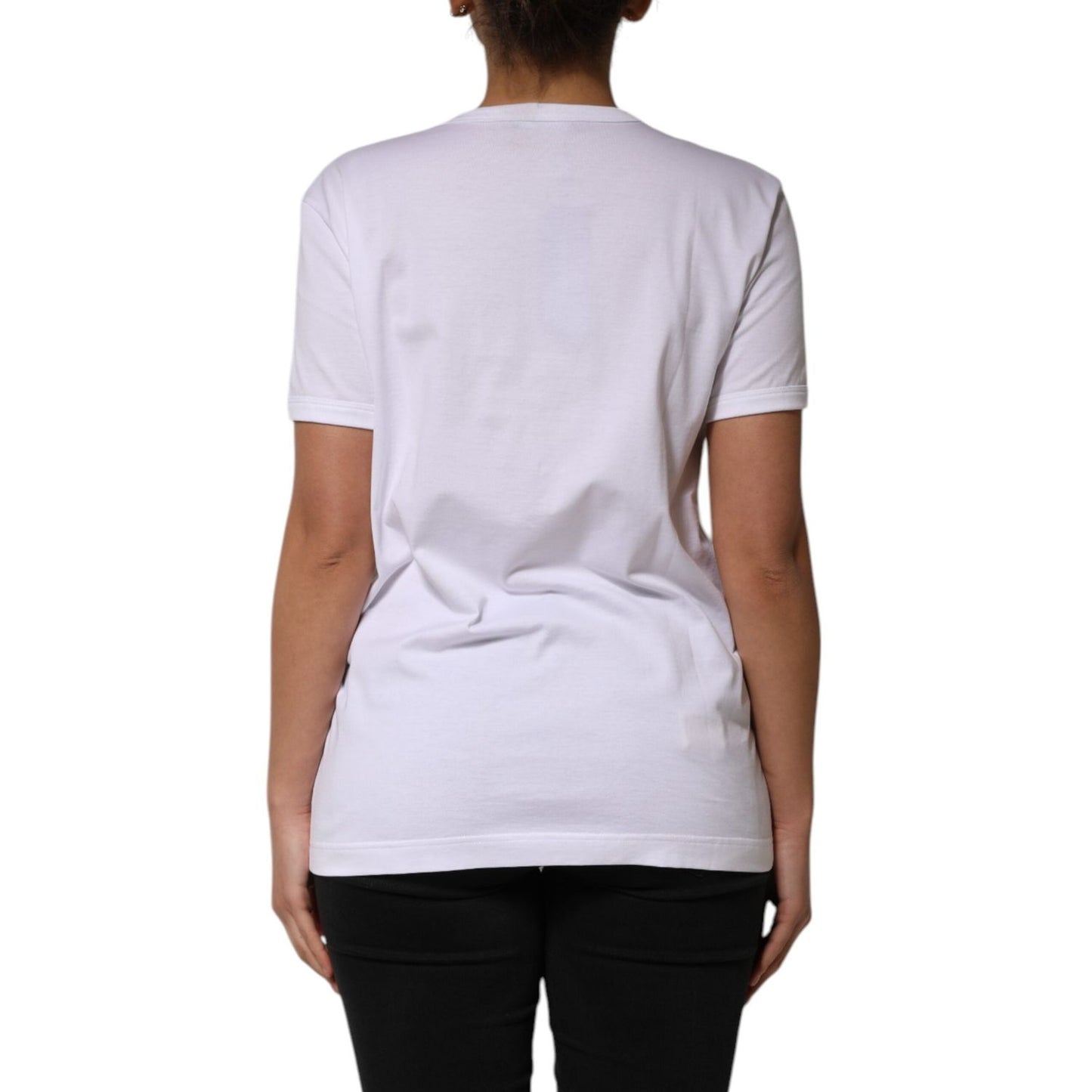 Dolce & Gabbana White Cotton Sequin Embellished Top T-shirt TSH90630-44