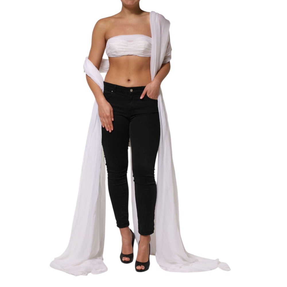 Dolce & Gabbana White Bustier Corset Cropped Chiffon Top TSH90632-38