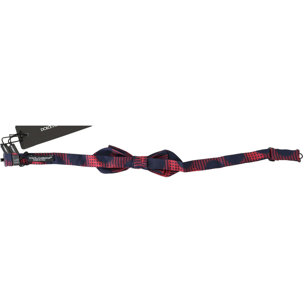 Dolce & Gabbana Elegant Red Checkered Silk Bow Tie Bow Tie Dolce & Gabbana Dark Slate Gray