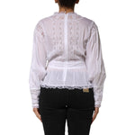 Dolce & Gabbana White Cotton Floral Lace Long Sleeves Top TSH90647-44
