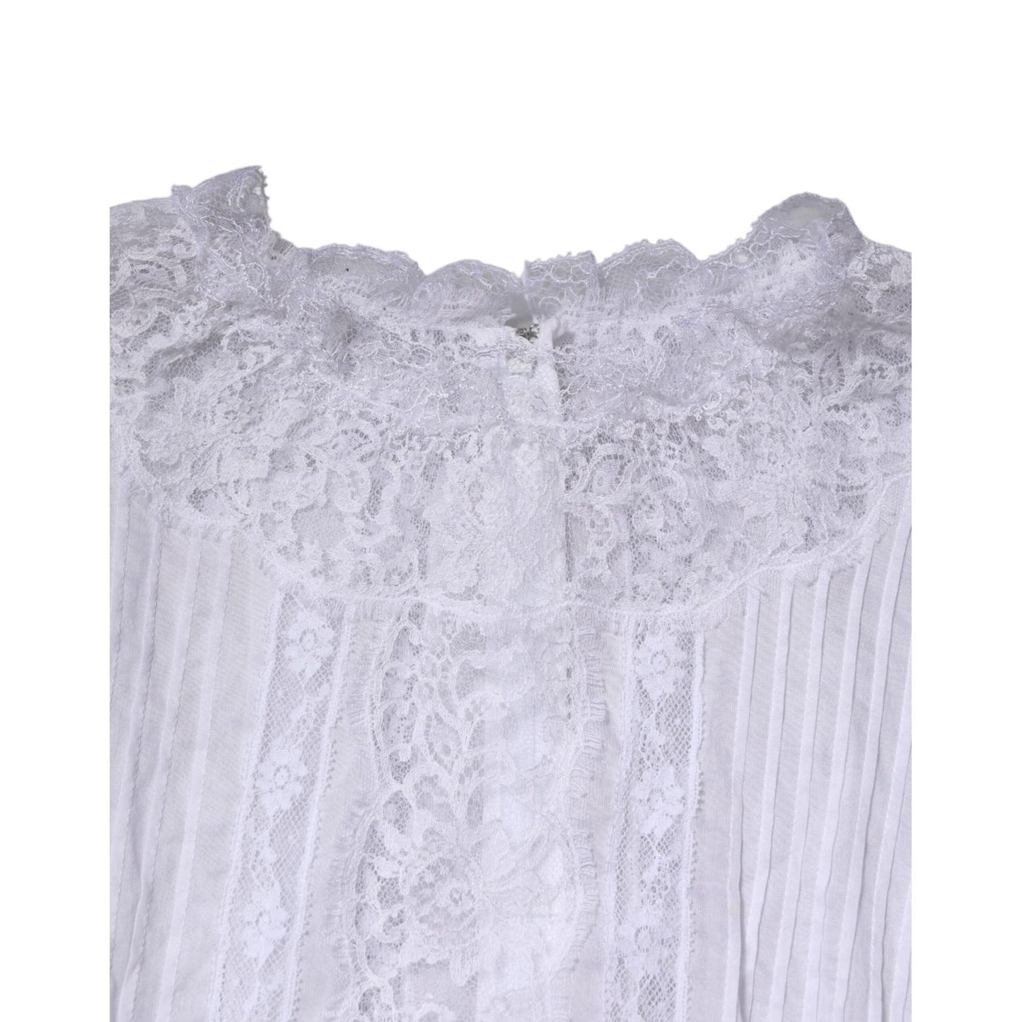 Dolce & Gabbana White Cotton Floral Lace Long Sleeves Top TSH90647-44