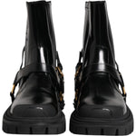 Dolce & Gabbana Black Leather Chelsea Men Short Boots Shoes MV7689-36