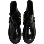 Dolce & Gabbana Black Leather Chelsea Men Short Boots Shoes MV7689-36