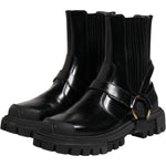 Dolce & Gabbana Black Leather Chelsea Men Short Boots Shoes MV7689-36
