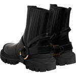 Dolce & Gabbana Black Leather Chelsea Men Short Boots Shoes MV7689-36