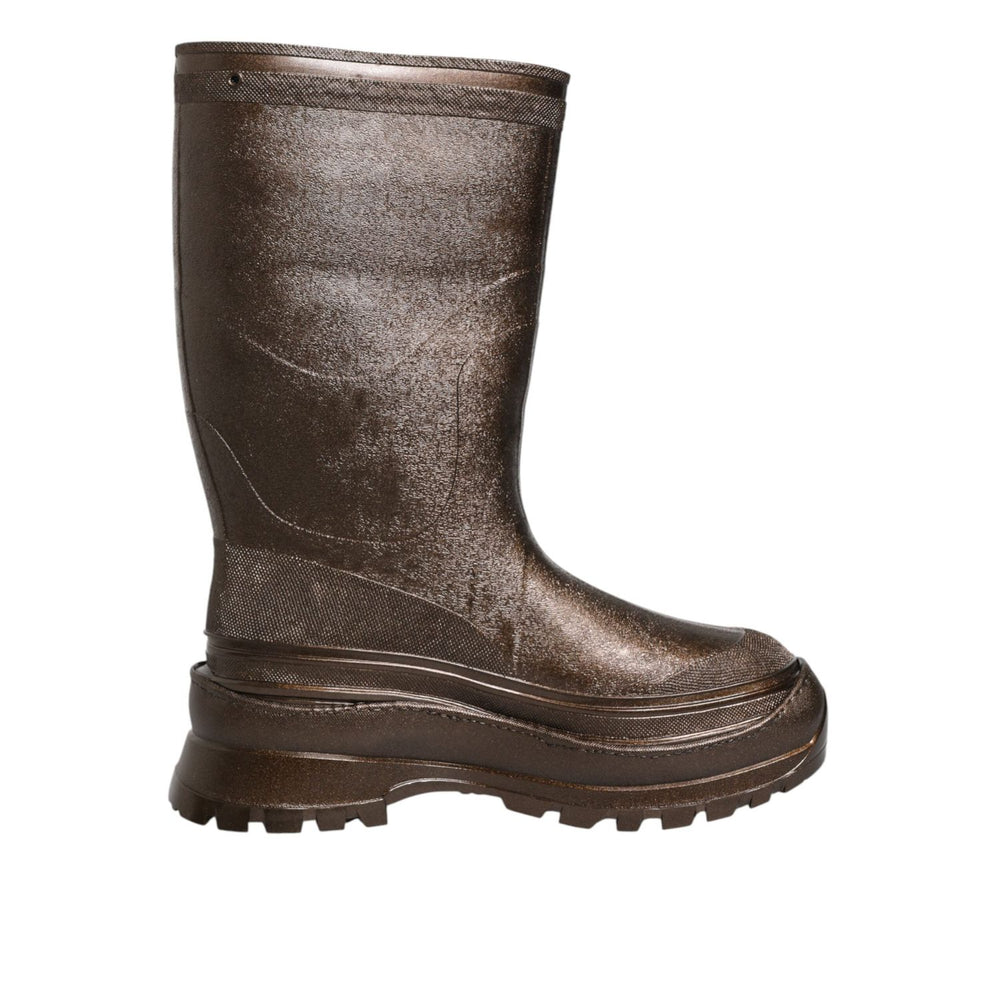 Dolce & Gabbana Metallic Brown Pull On Rain Boots Shoes MV7814-45