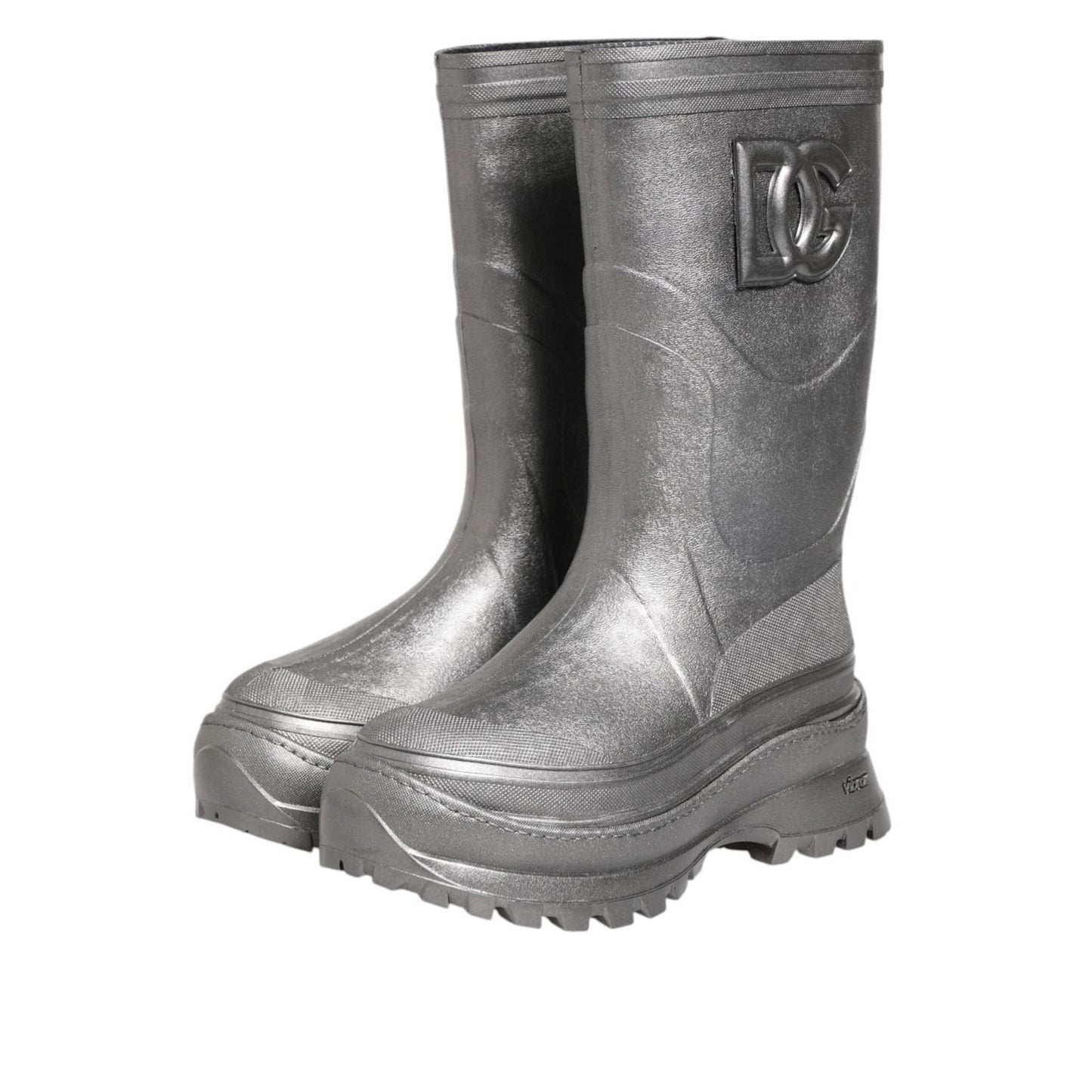 Dolce & Gabbana Metallic Silver Pull On Rain Boots Shoes MV7816-42