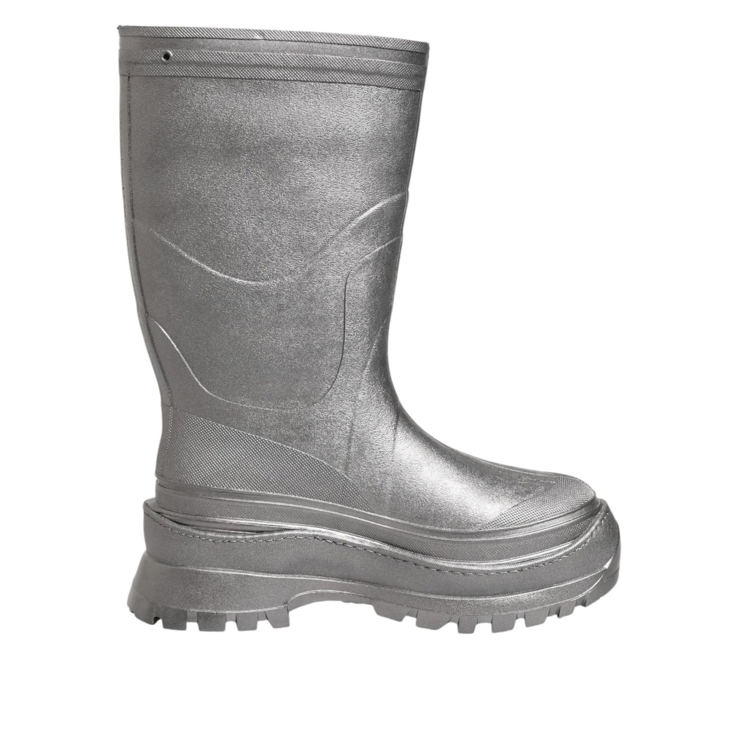 Dolce & Gabbana Metallic Silver Pull On Rain Boots Shoes MV7816-42