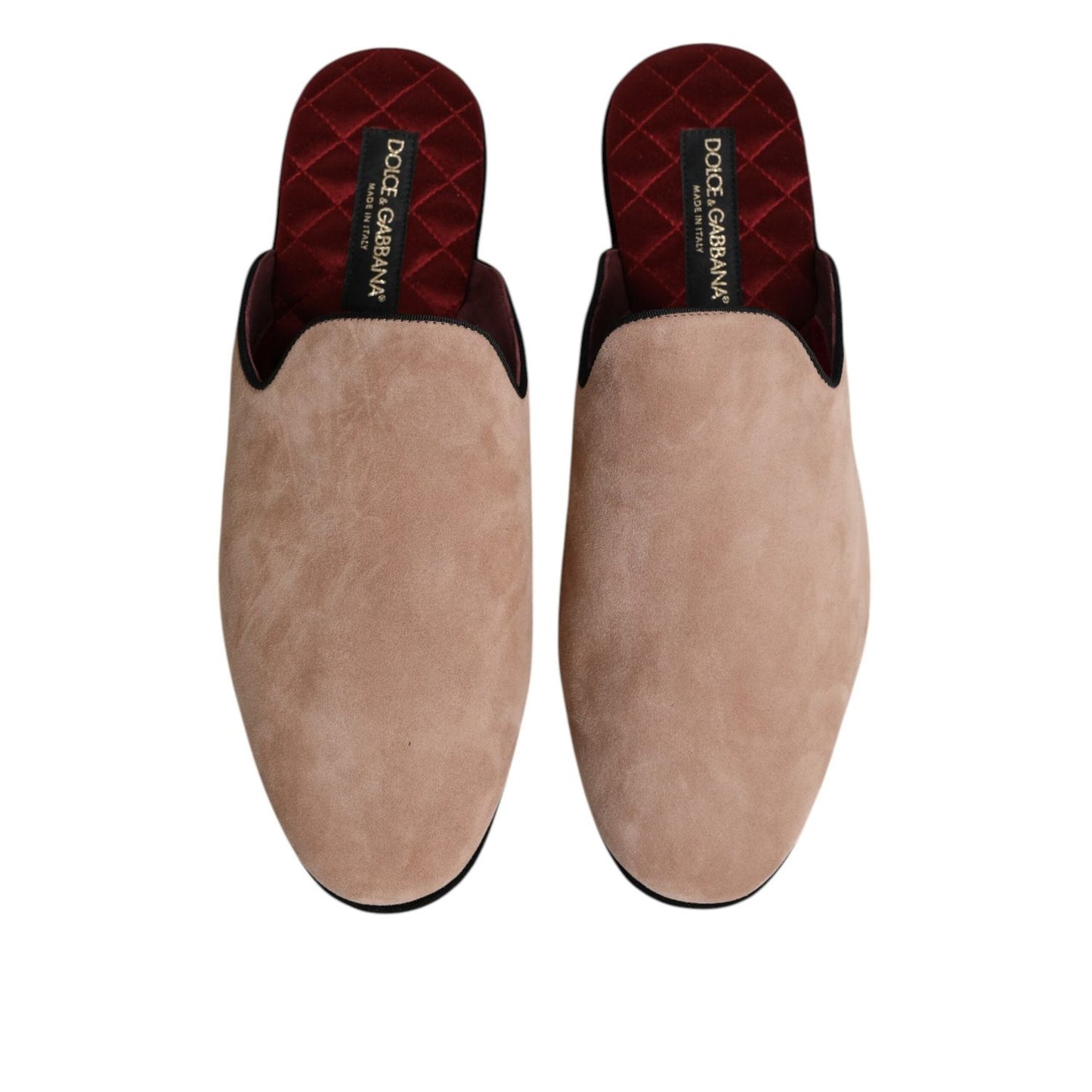 Dolce & Gabbana Beige Suede Leather Slides Flat Slipper Shoes MV7685-43