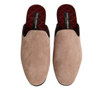 Dolce & Gabbana Beige Suede Leather Slides Flat Slipper Shoes MV7685-43