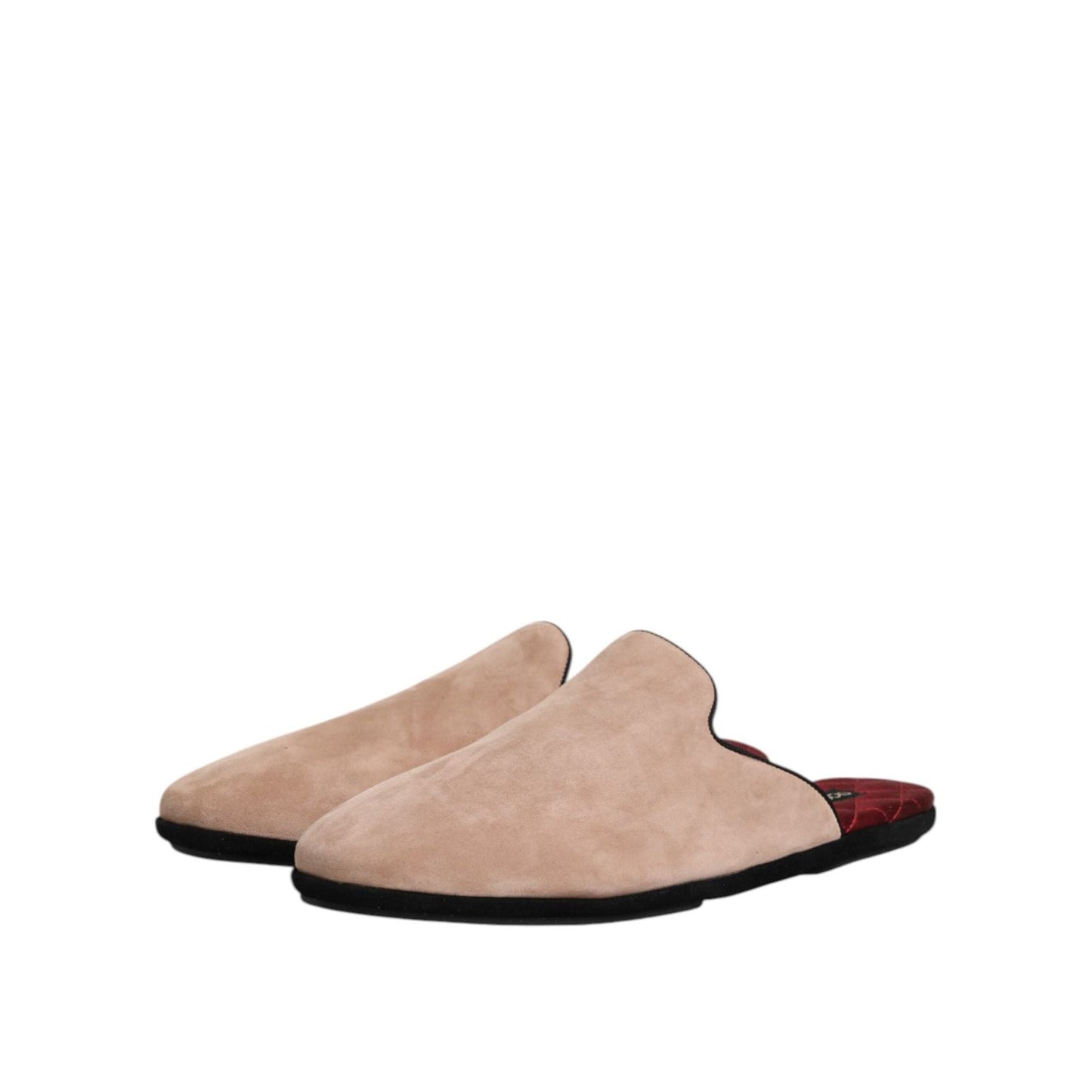 Dolce & Gabbana Beige Suede Leather Slides Flat Slipper Shoes MV7685-43