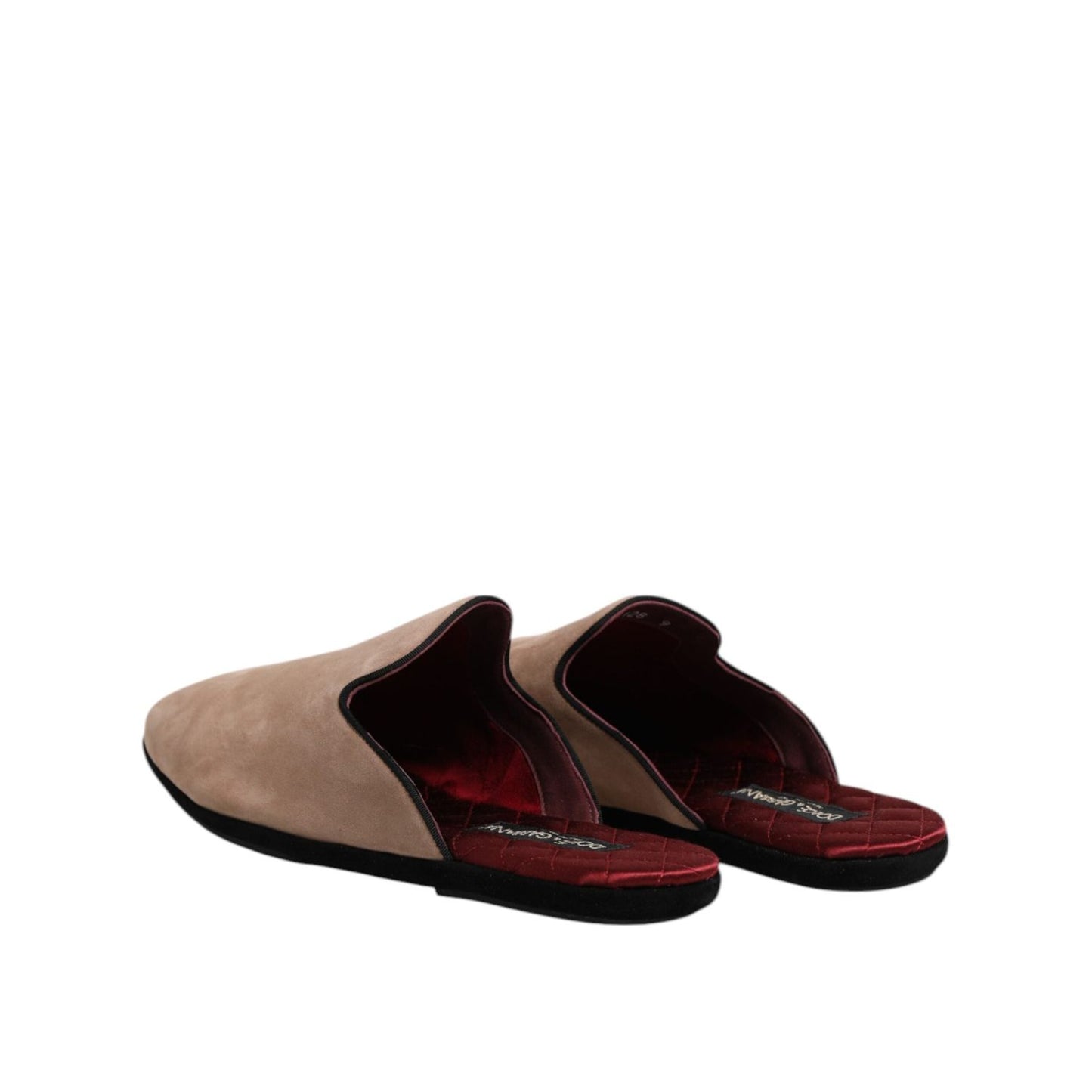 Dolce & Gabbana Beige Suede Leather Slides Flat Slipper Shoes MV7685-43