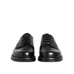 Dolce & Gabbana Black Leather Lace Up Derby Formal Shoes MV7692-42.5