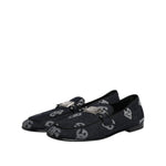 Dolce & Gabbana Blue Logo Cotton Loafers Formal Dress Shoes MV7728-42