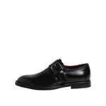 Dolce & Gabbana Black Leather Monk Strap Derby Formal Shoes MV7730-46