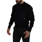 Dolce & Gabbana Black Cotton Crewneck Sweatshirt Sweater TSH7889-44