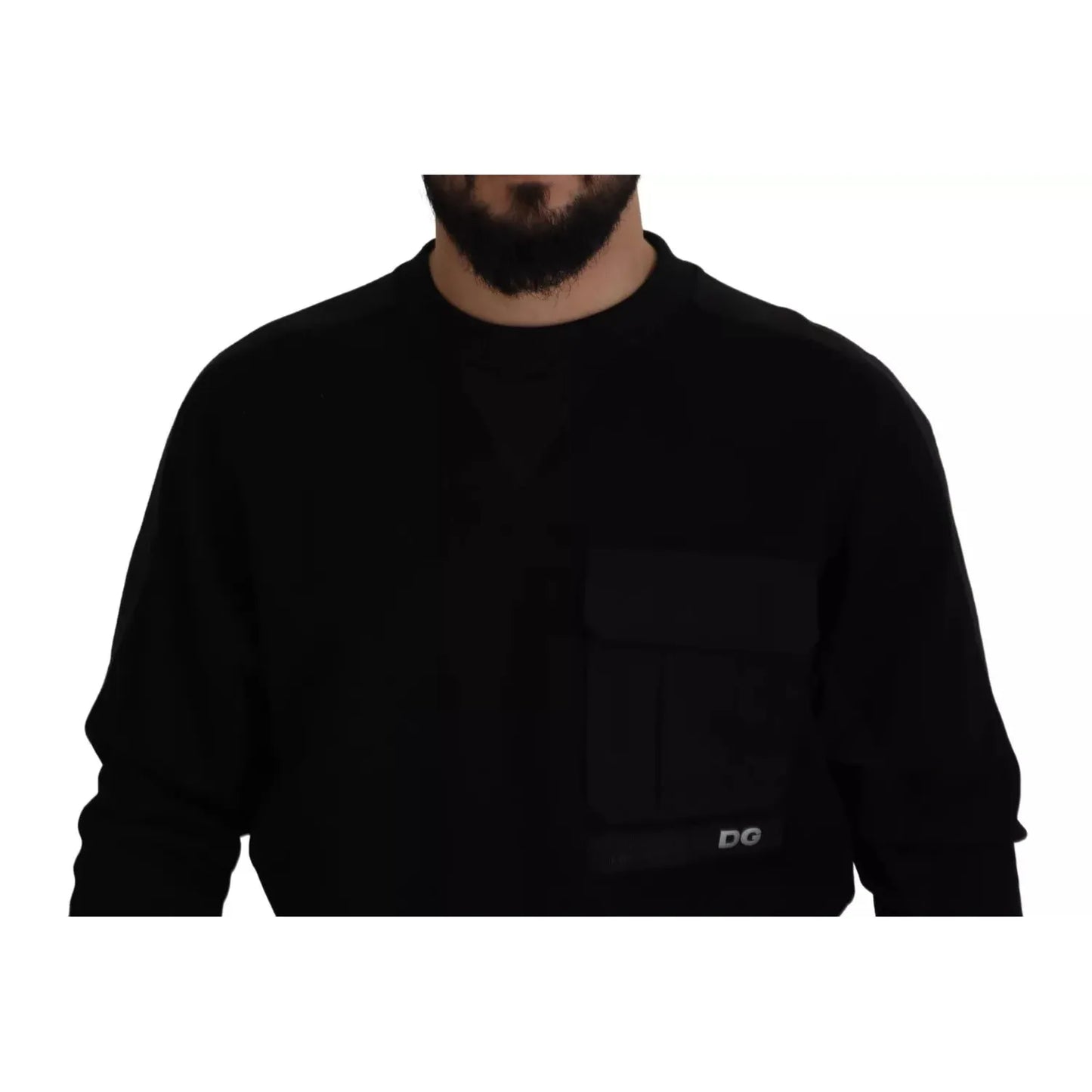 Dolce & Gabbana Black Cotton Crewneck Sweatshirt Sweater TSH7889-44