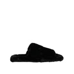 Dolce & Gabbana Black Faux Fur Flats Men Sandals Shoes MV7677-44.5