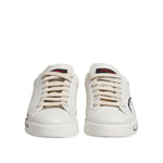 Dolce & Gabbana White Red Leather Logo Low Top Sneakers Shoes MV7597-40