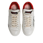 Dolce & Gabbana White Red Leather Logo Low Top Sneakers Shoes MV7597-40