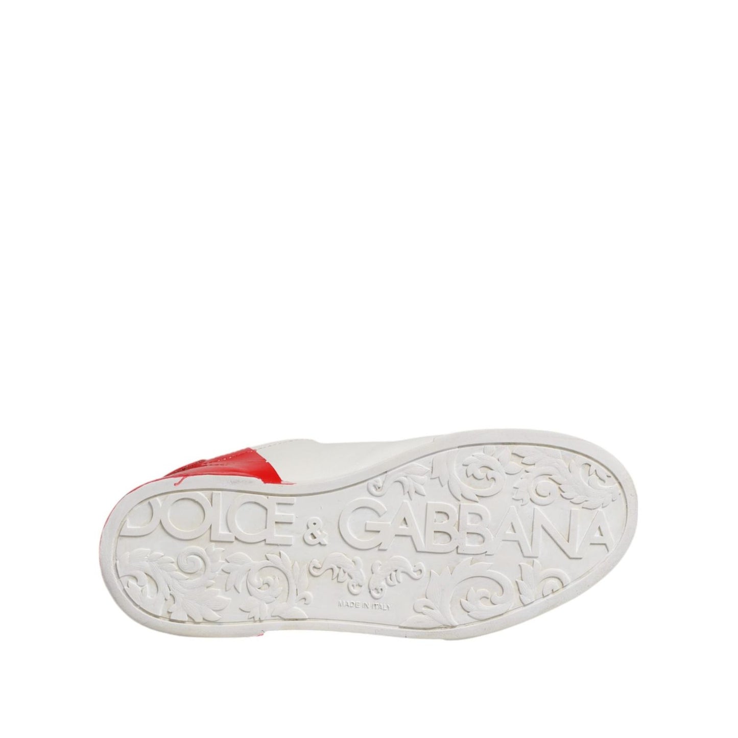 Dolce & Gabbana White Red Leather Logo Low Top Sneakers Shoes MV7597-40
